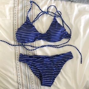 Blue Striped Bikini NWOT
